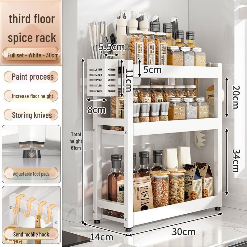 Countertop Kitchen Storage Rack for Spices and Sauces - Organize Oil, Salt, Vinegar, and Soy Sauce
