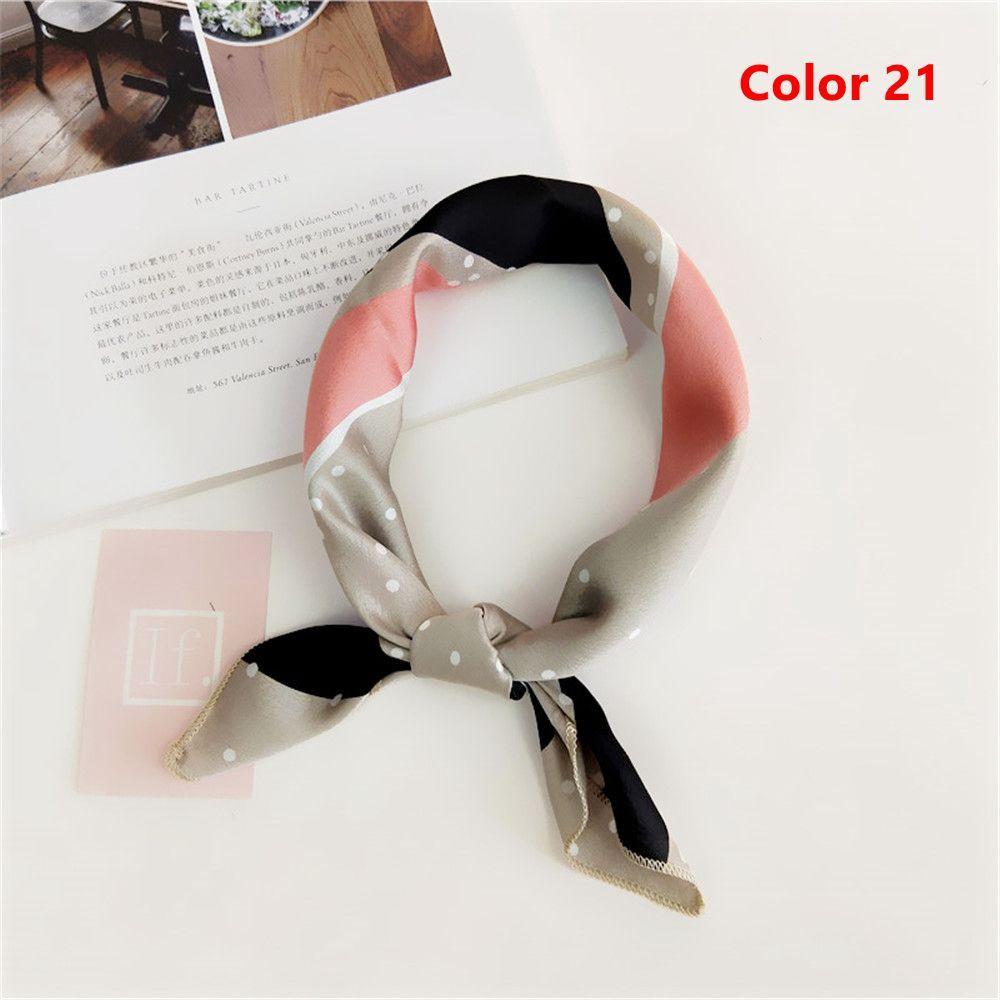 Gifts Women Small Vintage Square Scarf Silk Feel Satin Head Neck Hair Tie Band