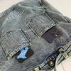 Stylish Denim Tote Bag for Women – Classic Jeans Design with Front Pockets and Embroidered Logo, Perfect for Casual Use