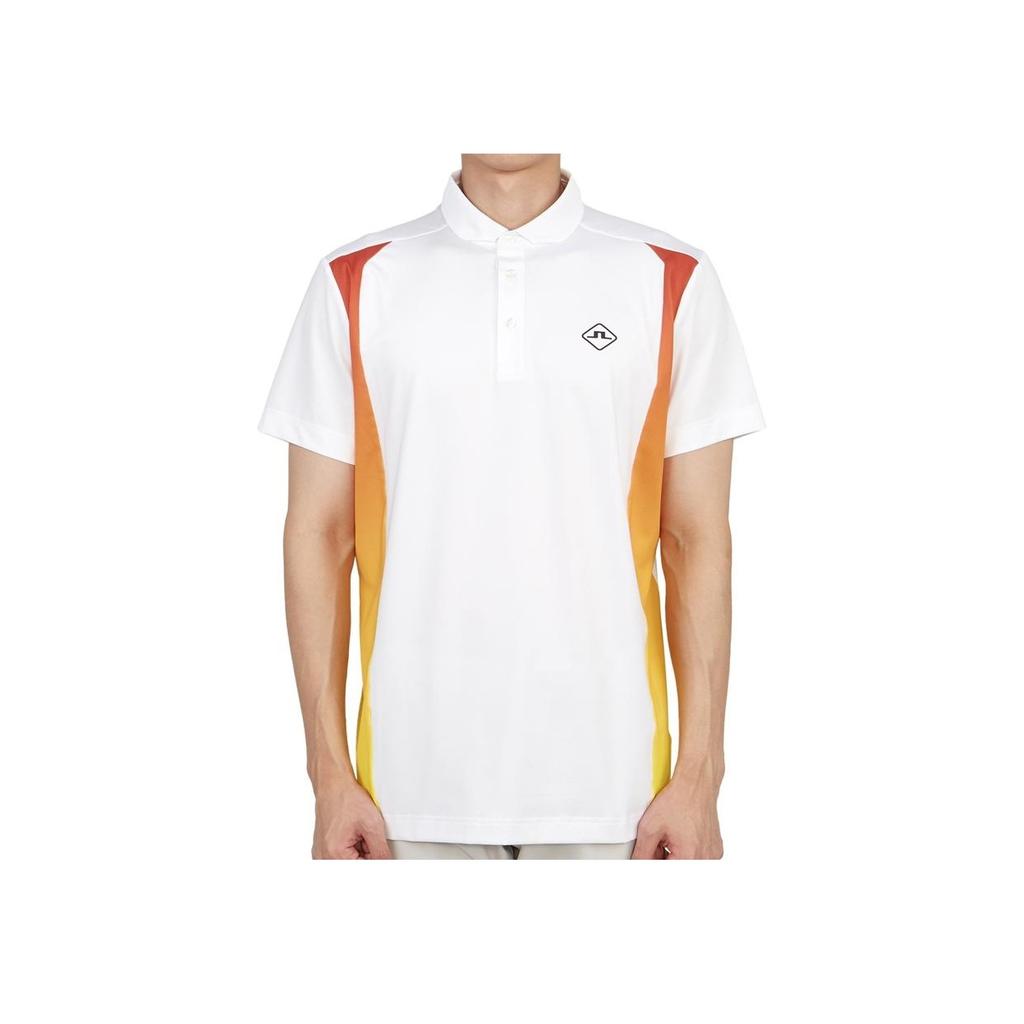 J.LINDEBERG Side Stripe Polo Collar Fitted Straight Logo Short Sleeve Polo Shirt Men Tops White GMJT07565-0000