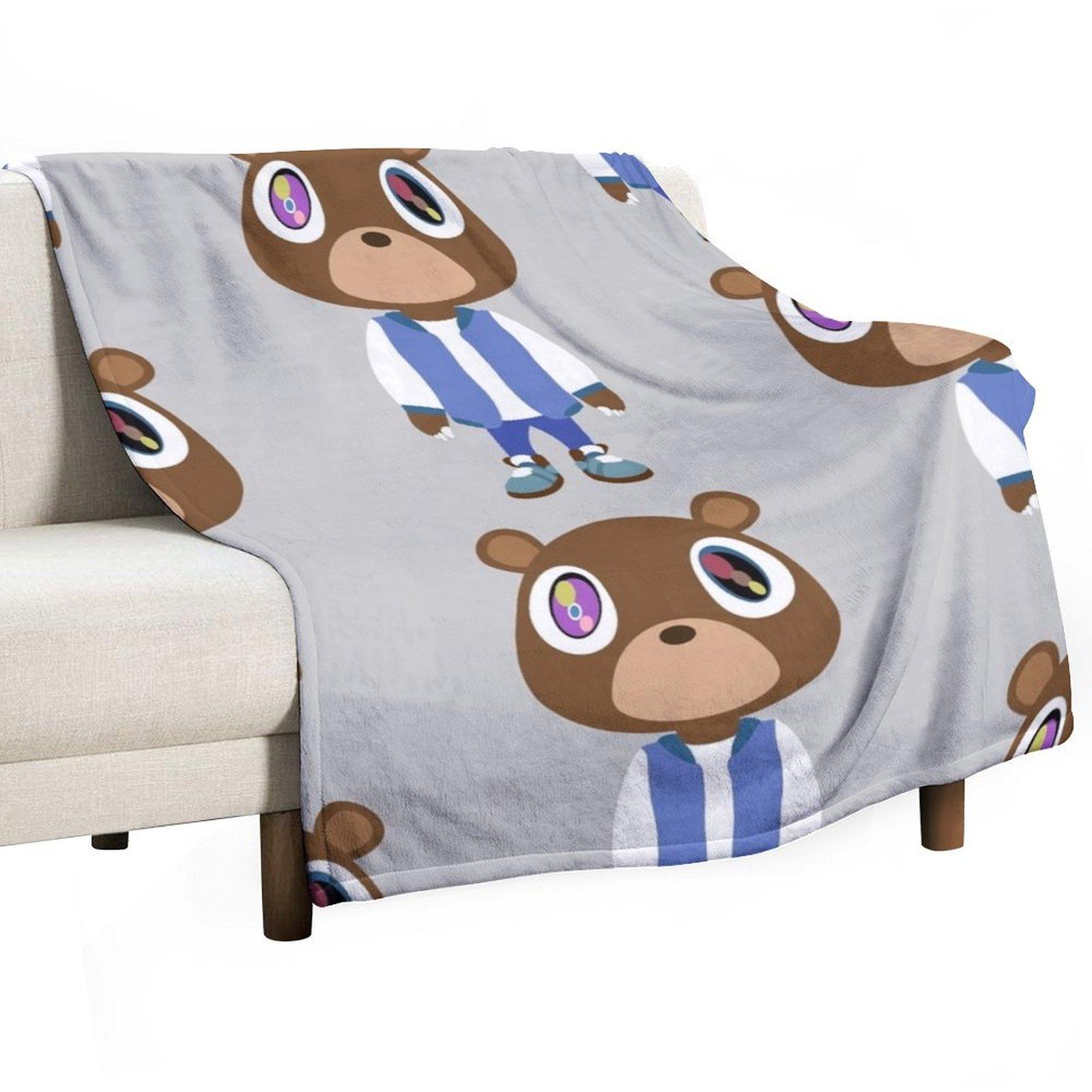 Kanye Bear Throw Blanket Fashion Sofas Furry Blankets For Baby manga Blankets 30x40in