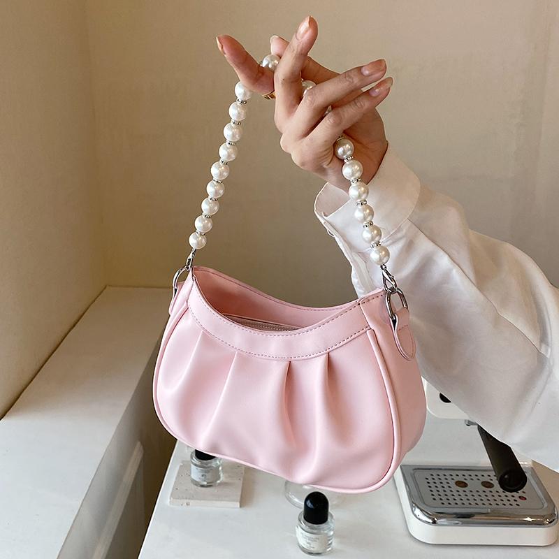 Popular Women Summer Crossbody Bags Fashion Beaded Pearly Single Shoulder Underarm Bags Casual Female Messenger Bag