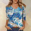 Dámské topy Tříčtvrteční rukáv Košile Výstřih do V Volná Ležérní košile Potisk Tričko