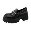 Patent leather rhinestone inner heightening loafers women's 2025 new autumn college style small leather shoes one pedal muffin single shoes