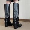 Retro Versatile High-heeled Boots for Women in Autumn and Winter, Thick-soled Women's Shoes