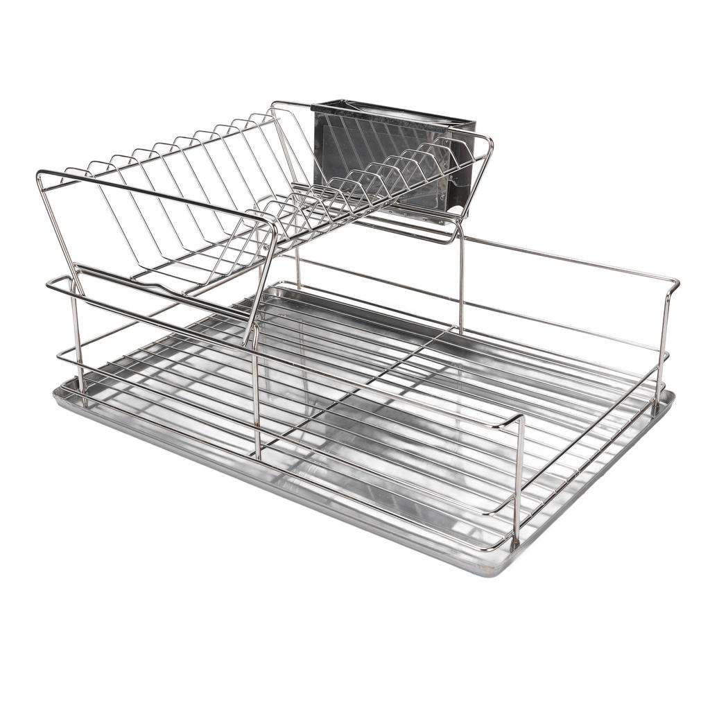 Saving Drying Rack Space Dish 2 Tier Dish Rack For Kitchen Counter Stainless Steel Dish Drainer