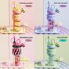 Girls Creative Cartoon Double Compartment Water Bottle With Straw For Students And Gifts