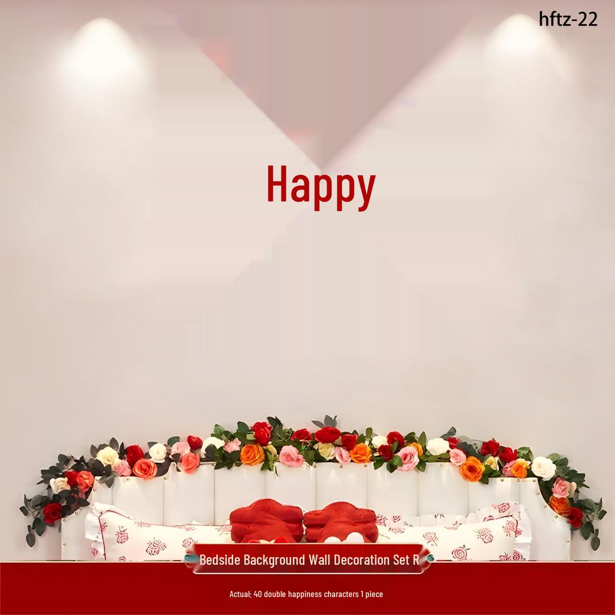 

Wedding Bedroom Decoration Set for Groom & Bride - Bedside Background Wall Flowers