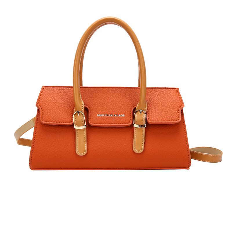 New Retro Contrasting Color Temperament Crossbody Bag Fashion Versatile Simple Casual Pu Leather Shoulder Bag Women'S Handbag