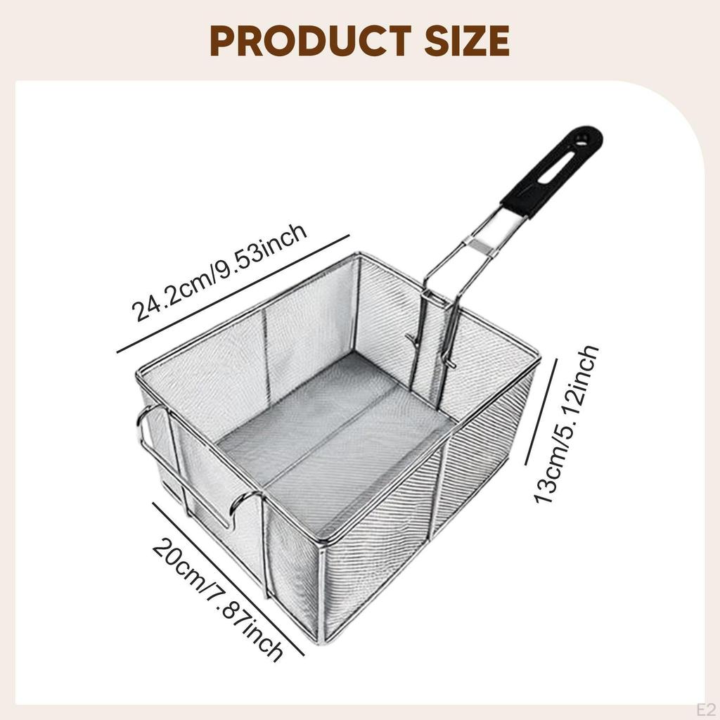 Deep Fry Basket Frying Serving Portable Handle Strainer for Chips Restaurant Home
