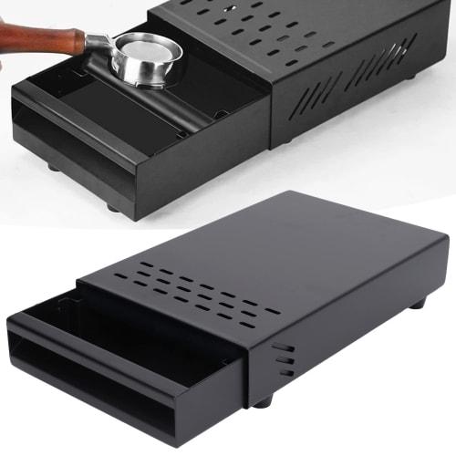 Stainless Steel Rubber Knock Box Drawer for Espresso Coffee, Thickening Coffee Residue Powder, Suitable for Home and Shop Use (Black LR063682)