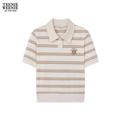 Bear Letter Stripe Women's Polo T-Shirt