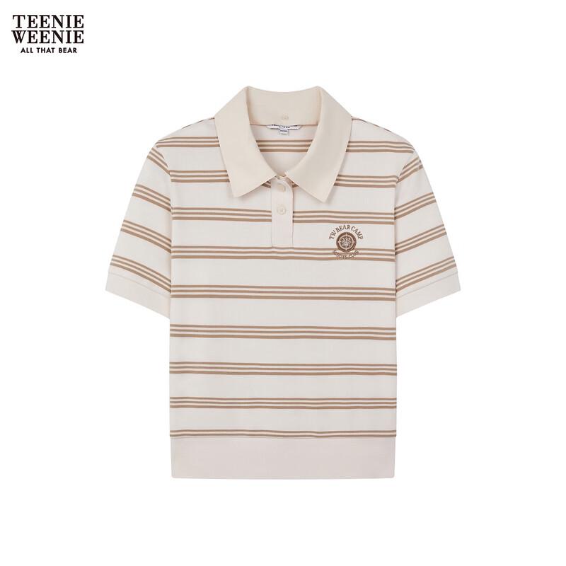 Teenie Weenie Bear Letter Stripe Women s Polo T-Shirt S