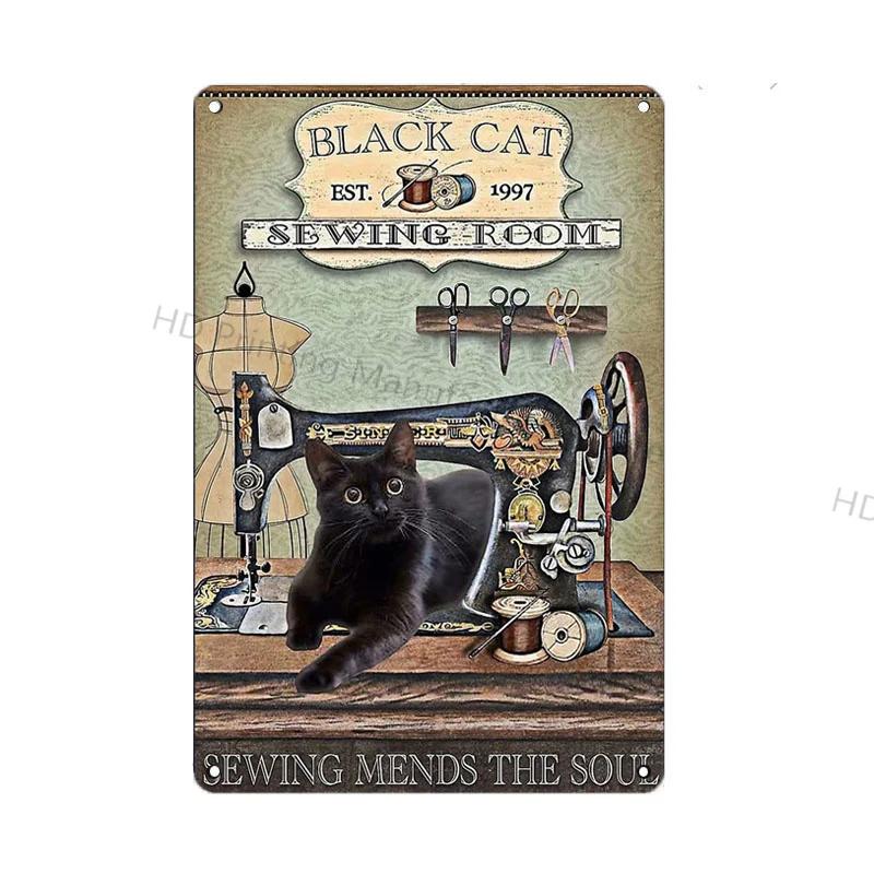 Black Cat Vintage Metal Sign Metal Retro Tin Plaque Poster For Bedroom Living Room Pet Shop Wall Decor Pin Up Funny Cat Plate