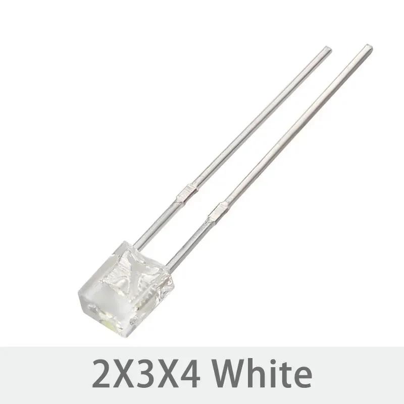 50/100pcs Super Bright 2*3*4mm LED Diode Kit Transparent Luminescence White Green Red Yellow Blue Led Lights Diodes 2x3x4mm