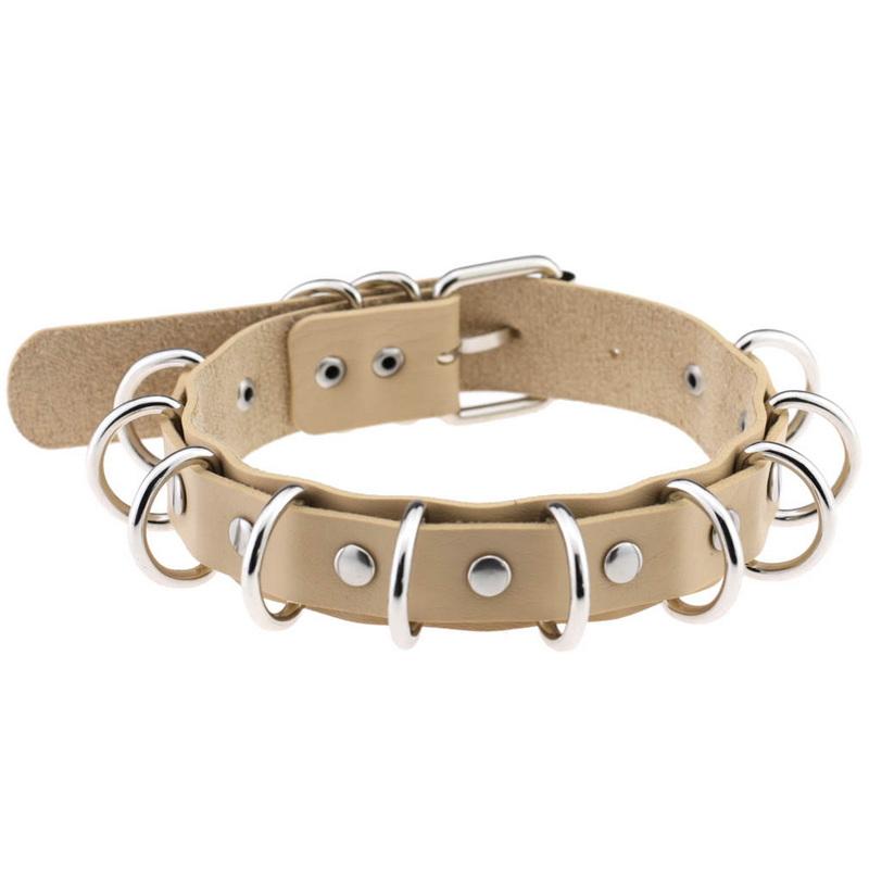 PU kožený gotický náhrdelník obojok Sexy špica okrúhly prsteň Kľúčna kosť Punk Rock Retiazka Choker Opasok Nastaviteľný golier Choker Cosplayer Halloween doplnok