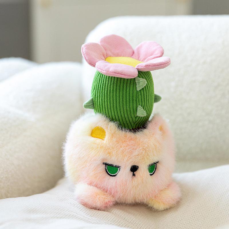 Cat Potted Plant Plush Toy - Cute Cartoon Green Ornament for Home, Office, or Children's Room Gift