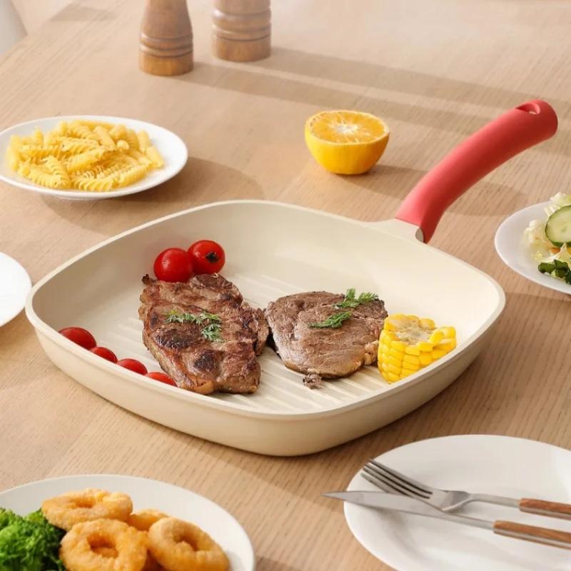 DONNOR Frying Pan Steak Omelet Pan Fried Meat Fish Breakfast Ceramic pot Anti Scald Handle Non-stick Pan For Induction Gas Stove