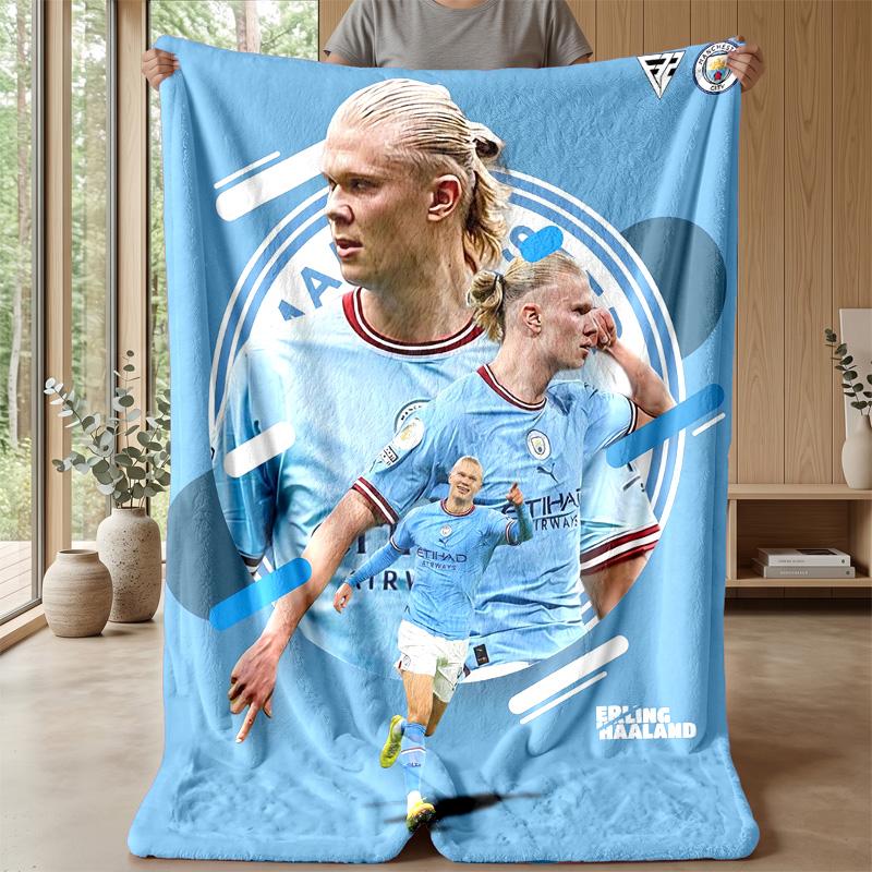 Erling Haaland Theme Blanket Soft Flannel Blanket Plush Throw Blanket Cozy Sofa Bed Blanket for Home Decor