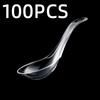 50/100/200PCS High-Quality Transparent Plastic Disposable Spoons Clean And Durable Tableware Suitable For Picnics And Daily Use