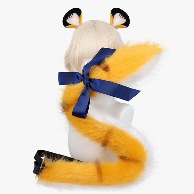 Animal Costume Accessory Animal Ear Headband with Tail Animal Cosplay Outfit for Kid Adult Christmas Halloween Role Play