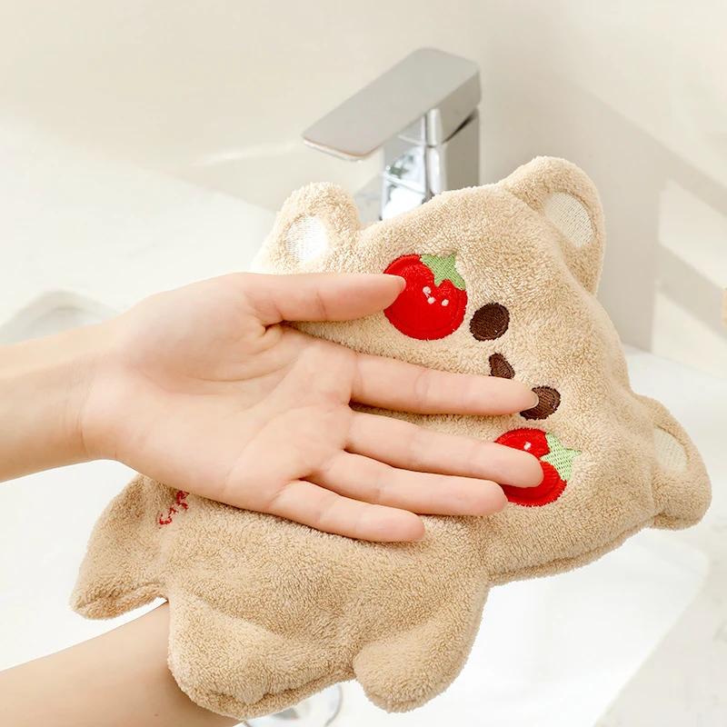 Cute Animal Hand Towel Soft Children Kids Bathing Towel Bathroom Kitchen Hanging Wipe Towel Thicken Absorbent Towels