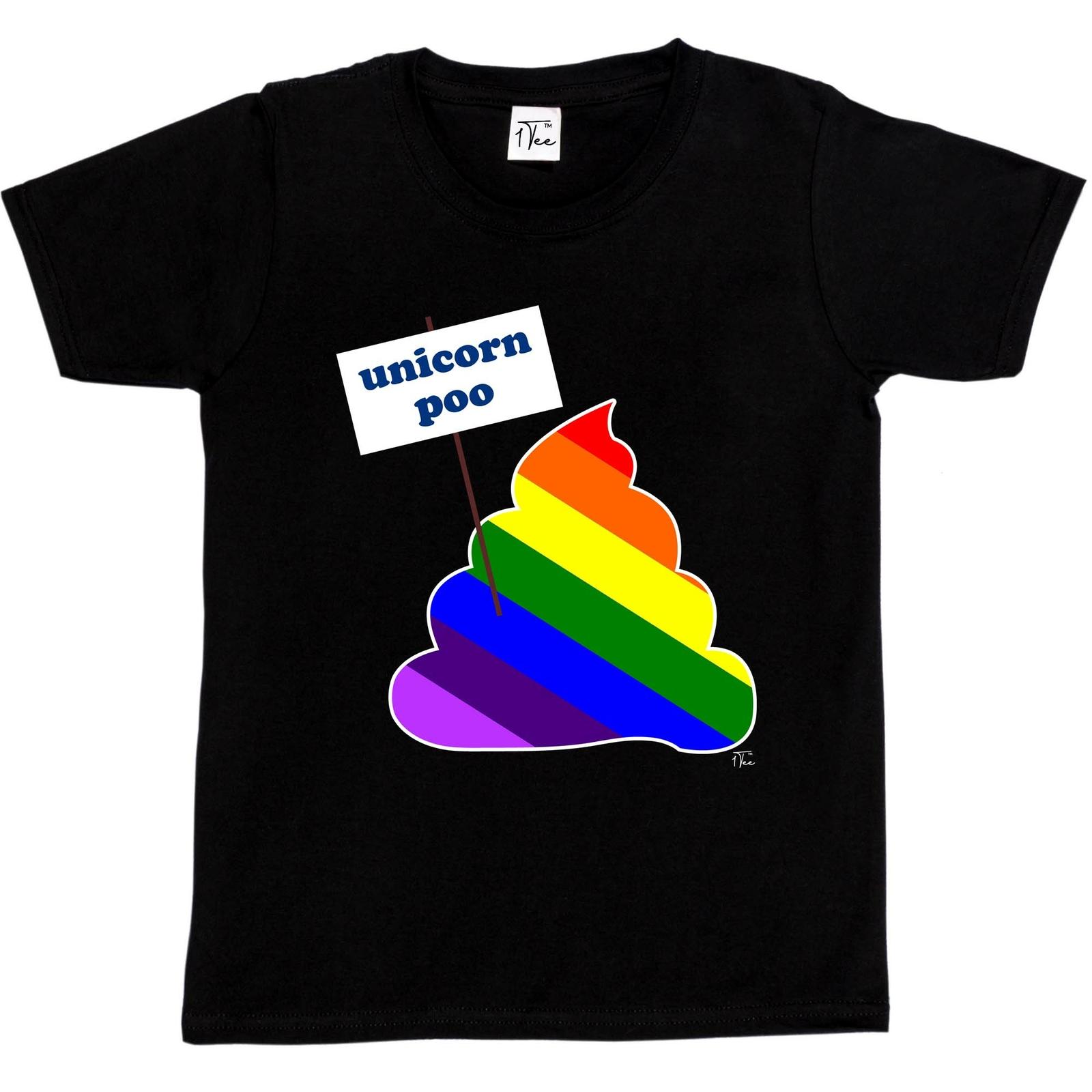 1Tee Kids Girls Unicorn Colourful Poo T-Shirt L