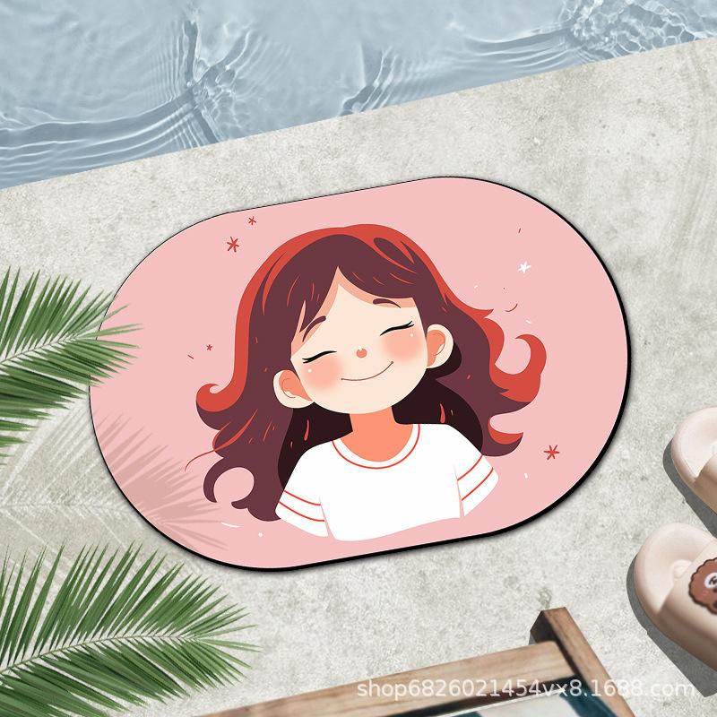 Bathroom Floor Mat Absorbent Toilet Floor Mat Non-slip Entry Door Mat Kitchen Door Toilet Mat Size