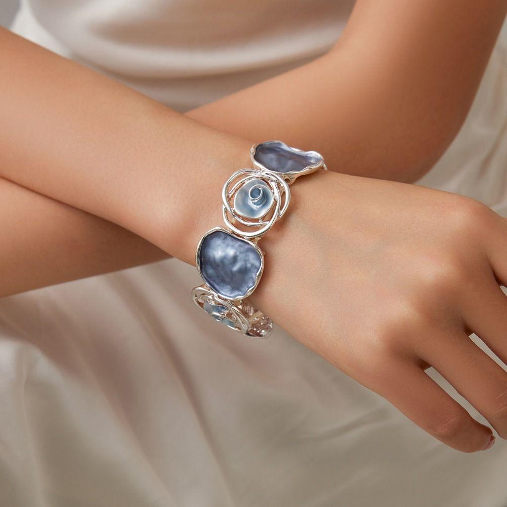 Elastic Buckle Colored Oil Rose Bracelet Women's Hand Bracelet  Gifts for Women Girl