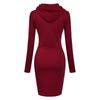 2023 Autumn/Winter Women's Solid Color Long Sleeve Hooded Mid-Length Sweatshirt Dress