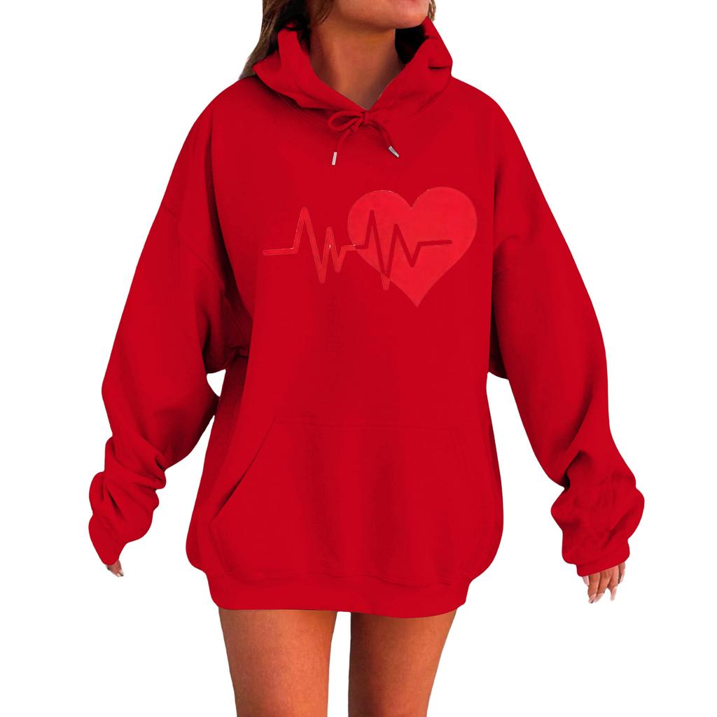 Damen Locker Bequem Lässig Modisch Liebe Aufdruck Langarm Sweatshirt