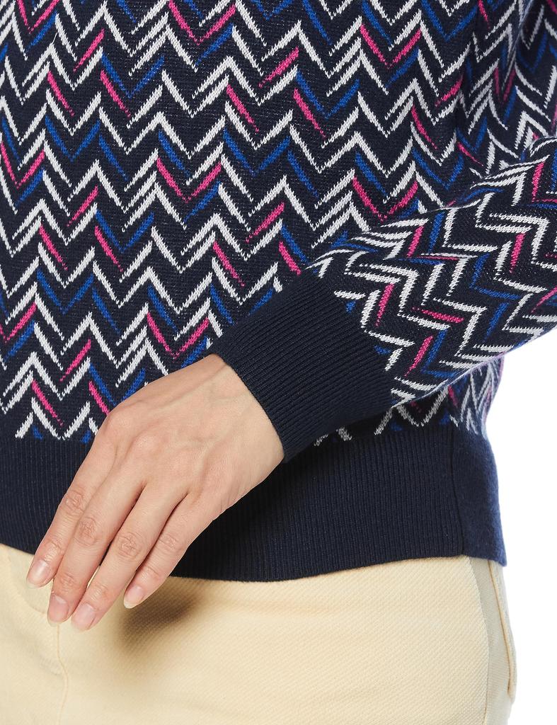FootJoy Modern Classic Chevron Pattern Crew Neck Golf Size Sweater, Women's, Navy, XL, FJW-F23-M02