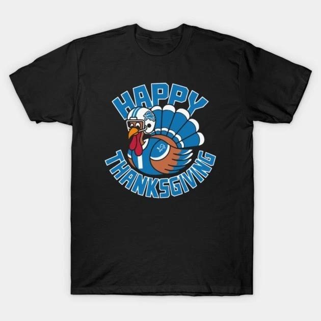 Detroit Lions Turkey Happy Thanksgiving T-Shirt XL