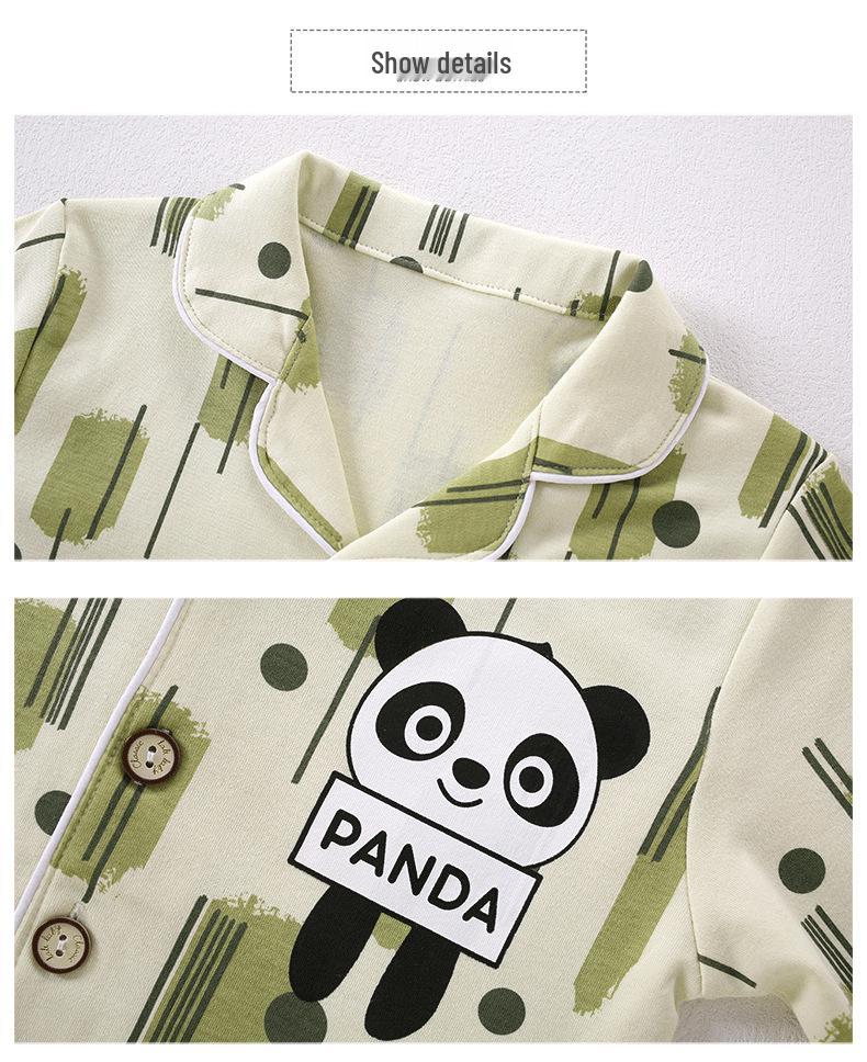 New Pure Cotton Children's Cardigan Pajama Set - Short Sleeve, Loose Fit for Boys & Girls
