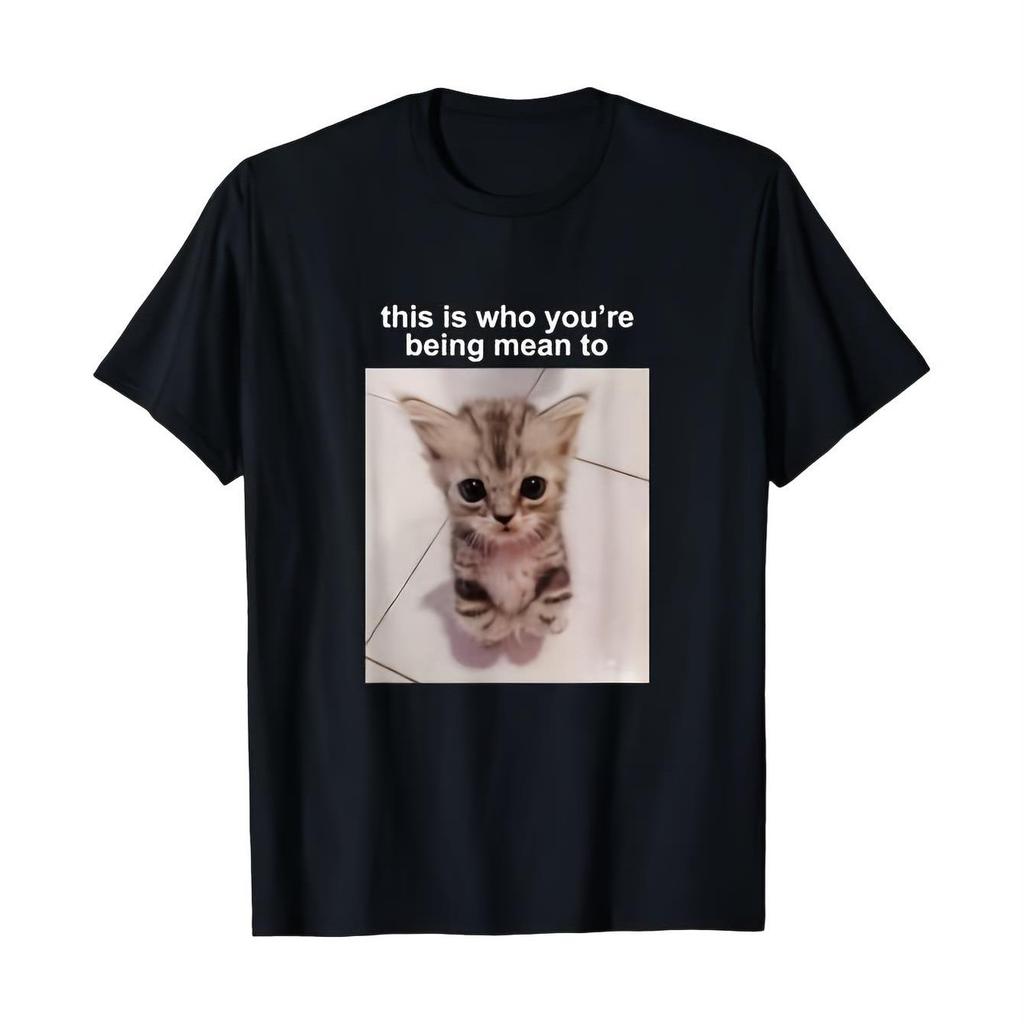 This Is Your Sarcastic Emoji T-shirt for Cats - Unisex Fun Cat Pattern Short Sleeved Retro Round Neck Shirt Casual Daily Wear
