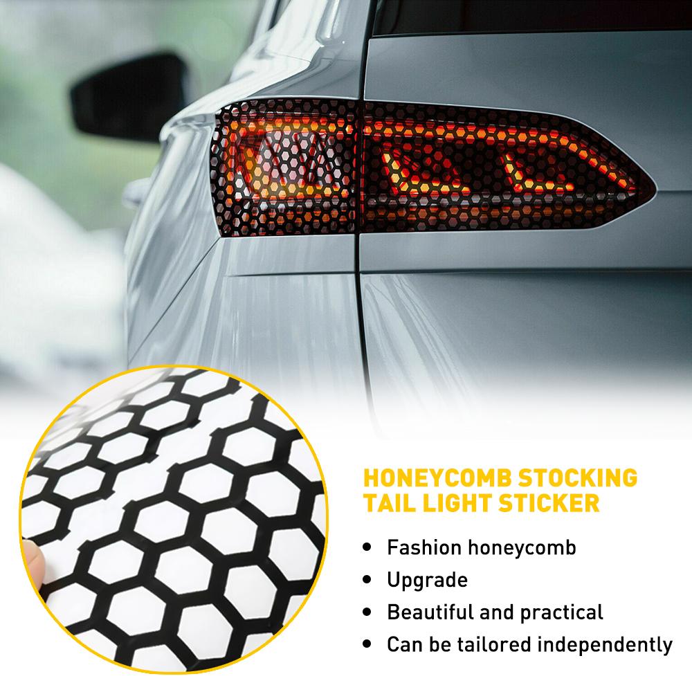 1Pcs Car Honeycomb Stickers For Car Front Rear Light Black Tint Film Cuttable Stickers Car Accessories