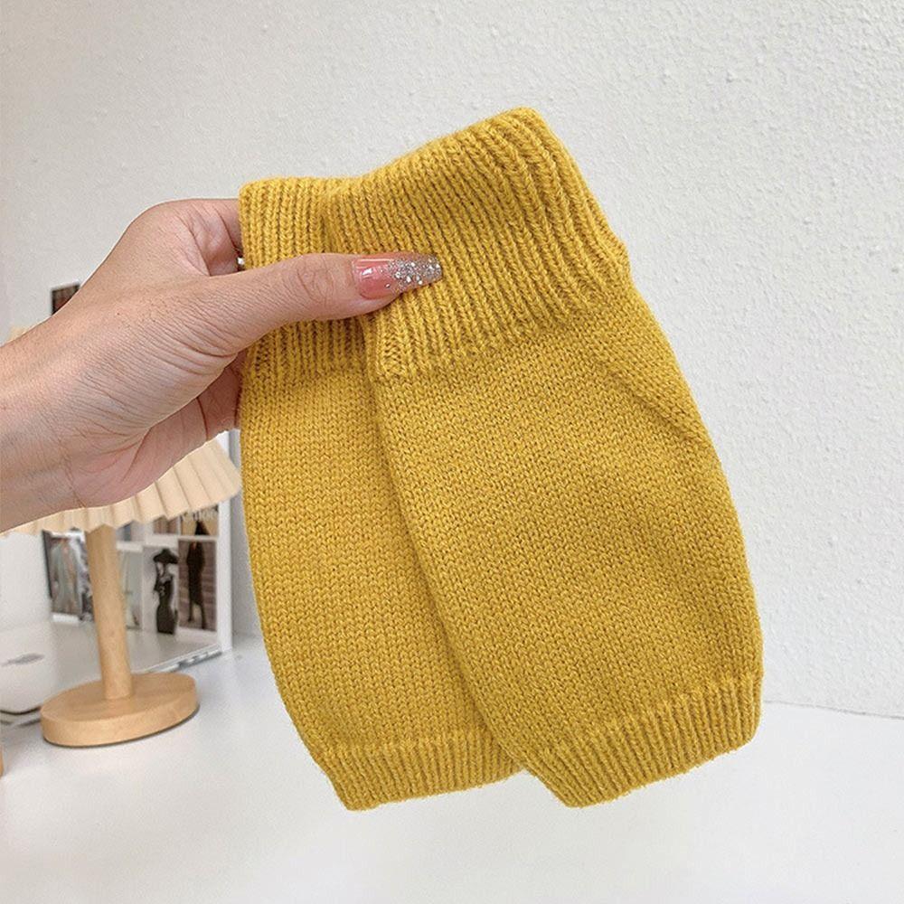 Female Autumn Thick Wool Fingerless Mittens Knitted Gloves Half-finger