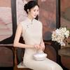 White sleeveless national style new Chinese Suzhou long cheongsam improved young 1011 new women's high sense summer
