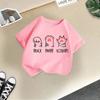 2026 New Summer New Cat Printed Candy Color Funny Round Neck Short Sleeve Baby Girls Summer Clothes Trendy Children's T-shirt