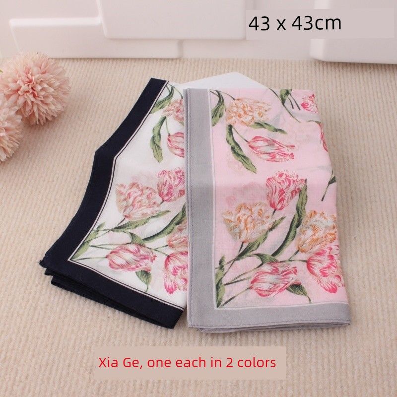 

Женский модный носовой платок из чистого хлопка с принтом, тонкий хлопковый женский носовой платок, высококачественный, мягкий, впитывающий пот, для вытирания пота, экологичный (Thin) Xia Jin: 2 colors, one for each