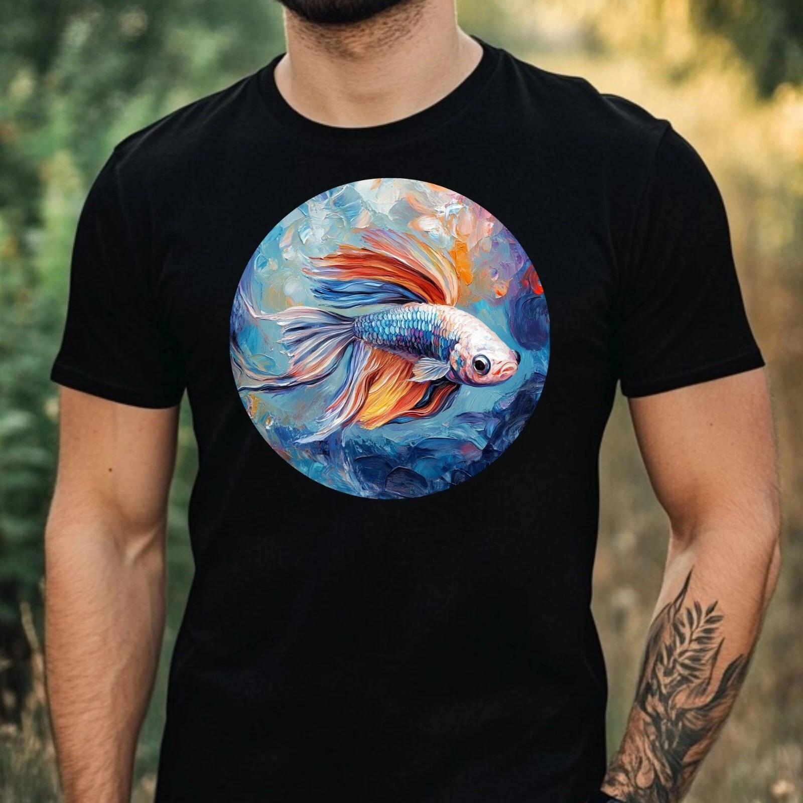 T-Shirt Herren Kampffisch Portrait Motiv Baumwolle Größe XS bis 5XL XXL