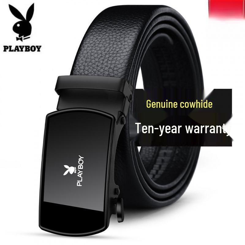 Playboy Men's Genuine Leather Automatic Buckle Belt - Business & Casual Fashion
