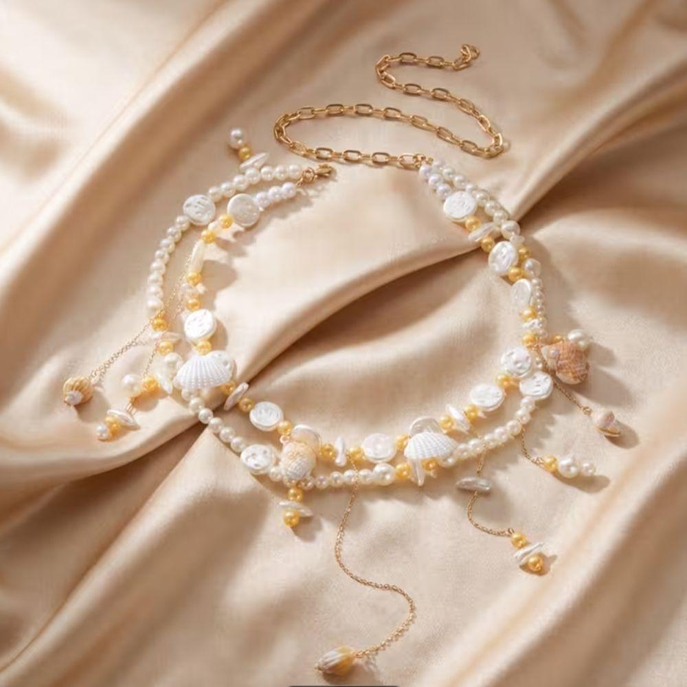 Starfish Double Layer Seashell Waist Chain Conch Pendant Belly Chain  Vacation