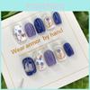 Retro Style High-grade Handcrafted Uv Gel Nail Art Set With Blue And White Porcelain Design