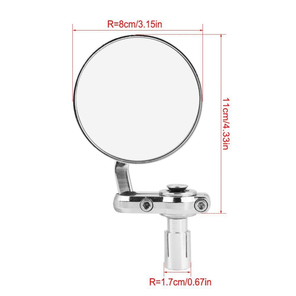 Bar End Mirror 22mm Aluminum Round Plated Left and Right