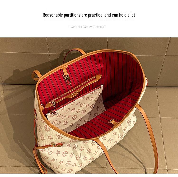 Fashionable Large-Capacity Textured Tote Bags, New Mother-and-Child Shopping and Women's Shoulder Bags