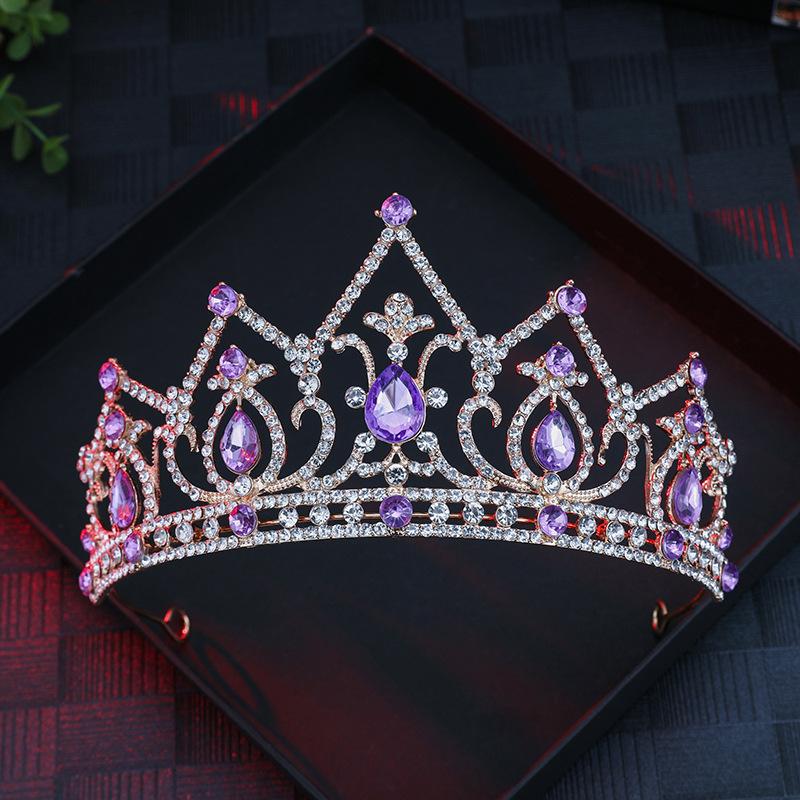 European Style Wedding New Style Tiara Inlaid with Rhinestone Crystal Bridal Round Alloy Inlaid Diamond Crown Baroque
