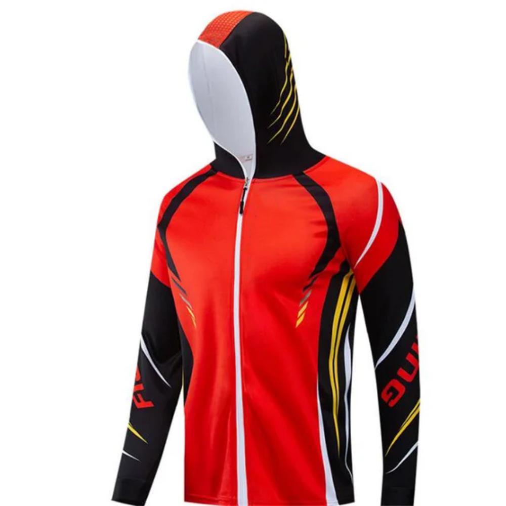 Men's zipper fishing suit, 2024 trendy hooded fishing suit, colorful quick-dry sun-protection fishing shirt