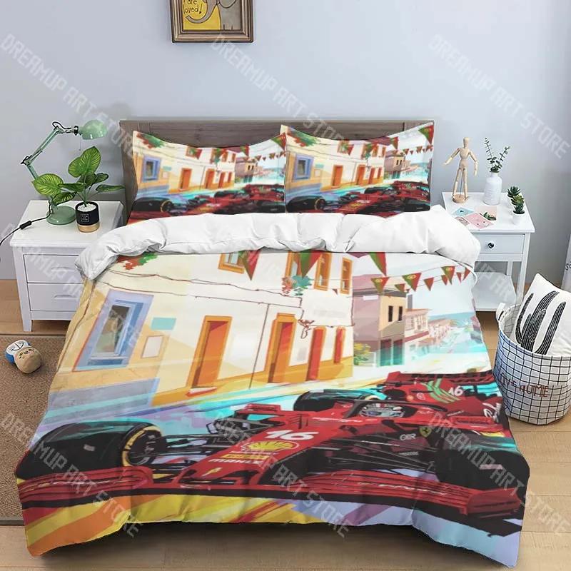 R-racing Graphics Fashion Trendy Print Three-piece Suitable For Kids Or Adults Quilt Cover Pillowcase Bedding Set Birthday
