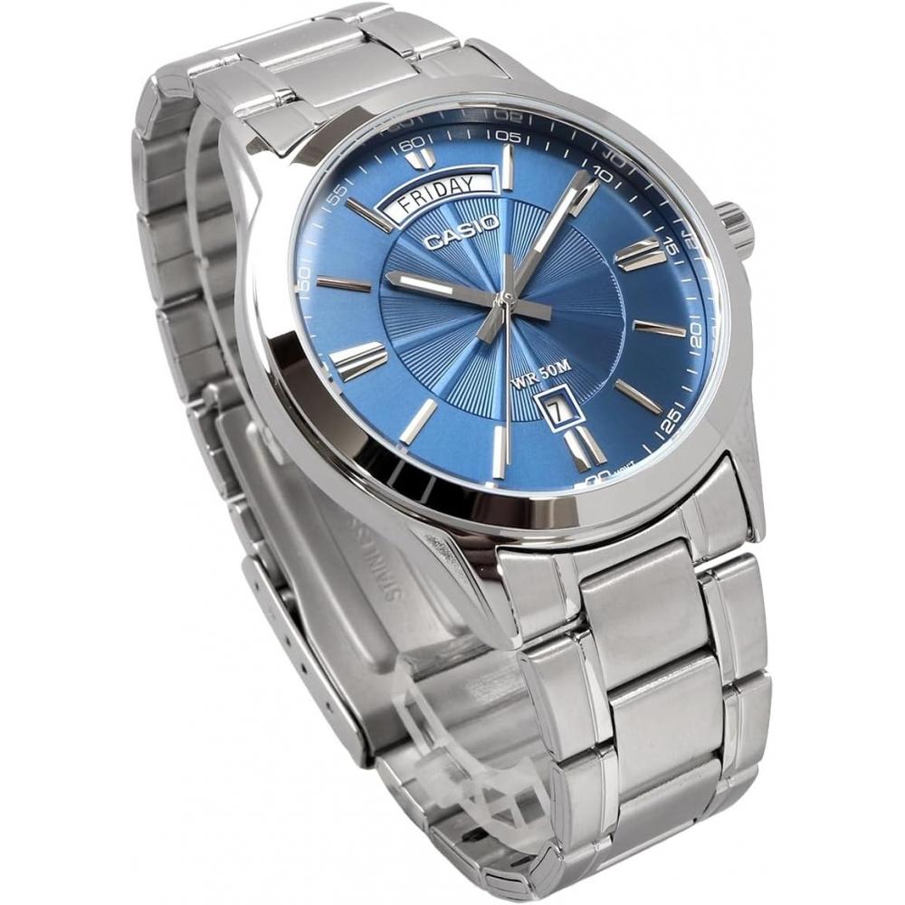 Casio Men S Analog Quartz Watch Metal Band Blue Mtp 1381d 2av